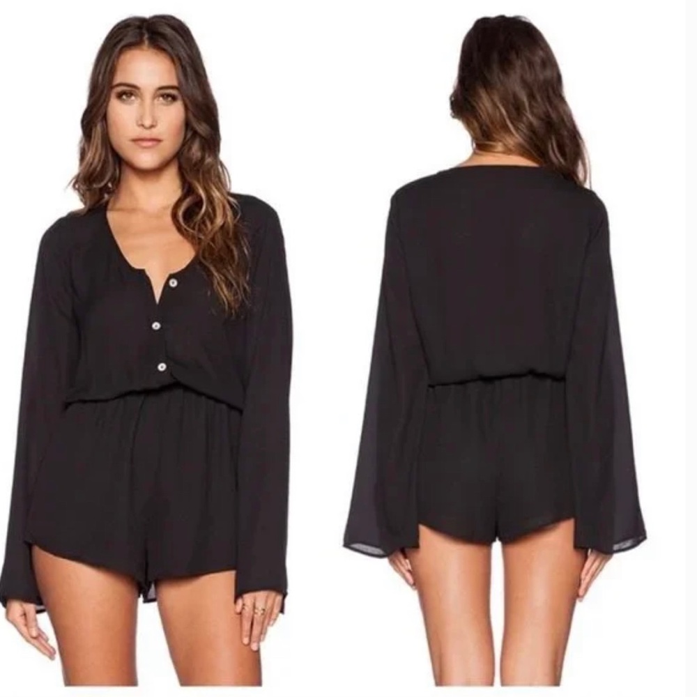 Show Me Your Mumu Black Bell Sleeve Short Romper
